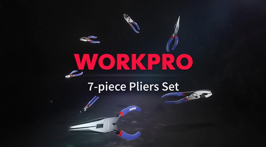 WORKPRO 7-Piece Pliers Set, Pliers Tool Set with Comfort Grip, Blue