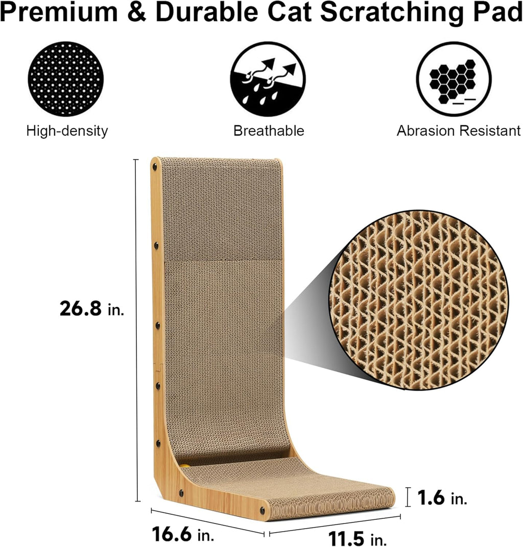 FUKUMARU Cat Scratcher, 26.8 Inch L Shaped Cat Scratch Pad for Indoor Cats
