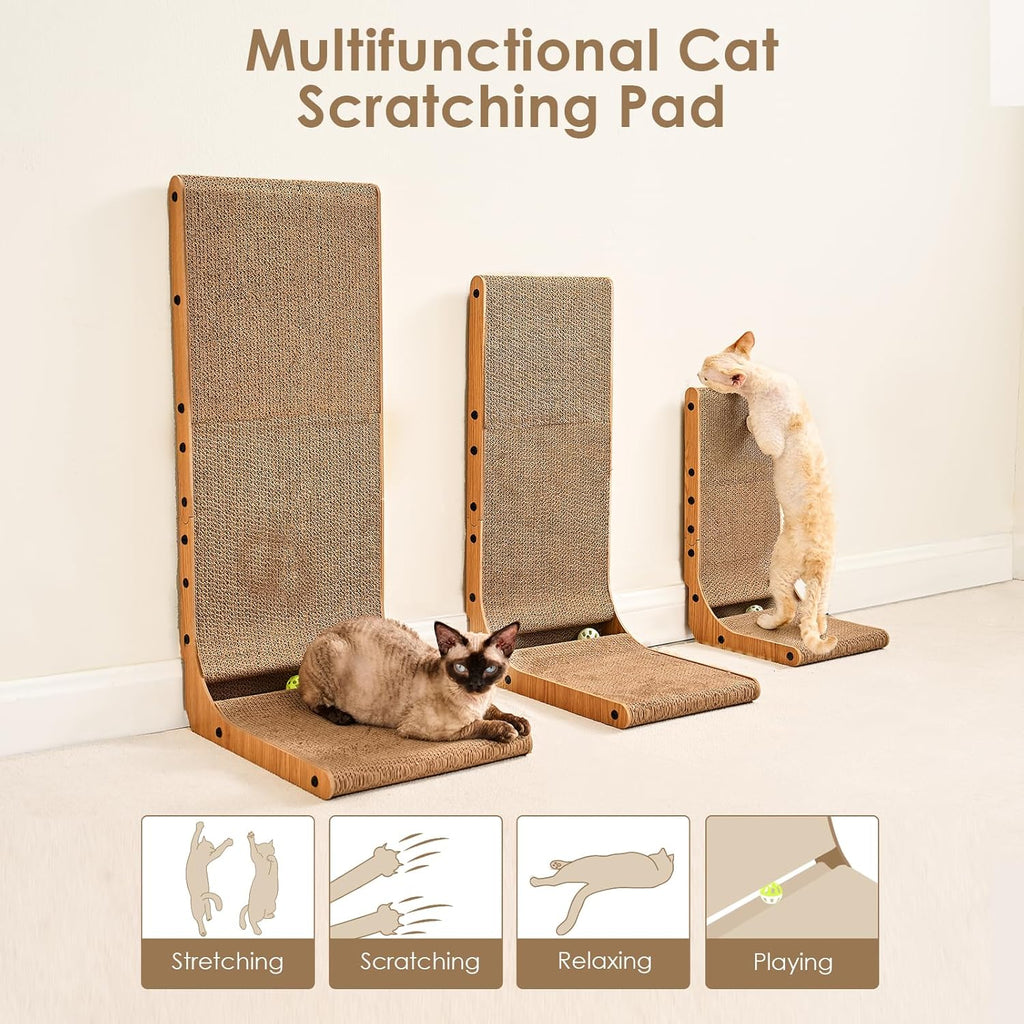 EHEYCIGA Cardboard Cat Scratcher for Indoor Cats, 26.8 Inch, Brown