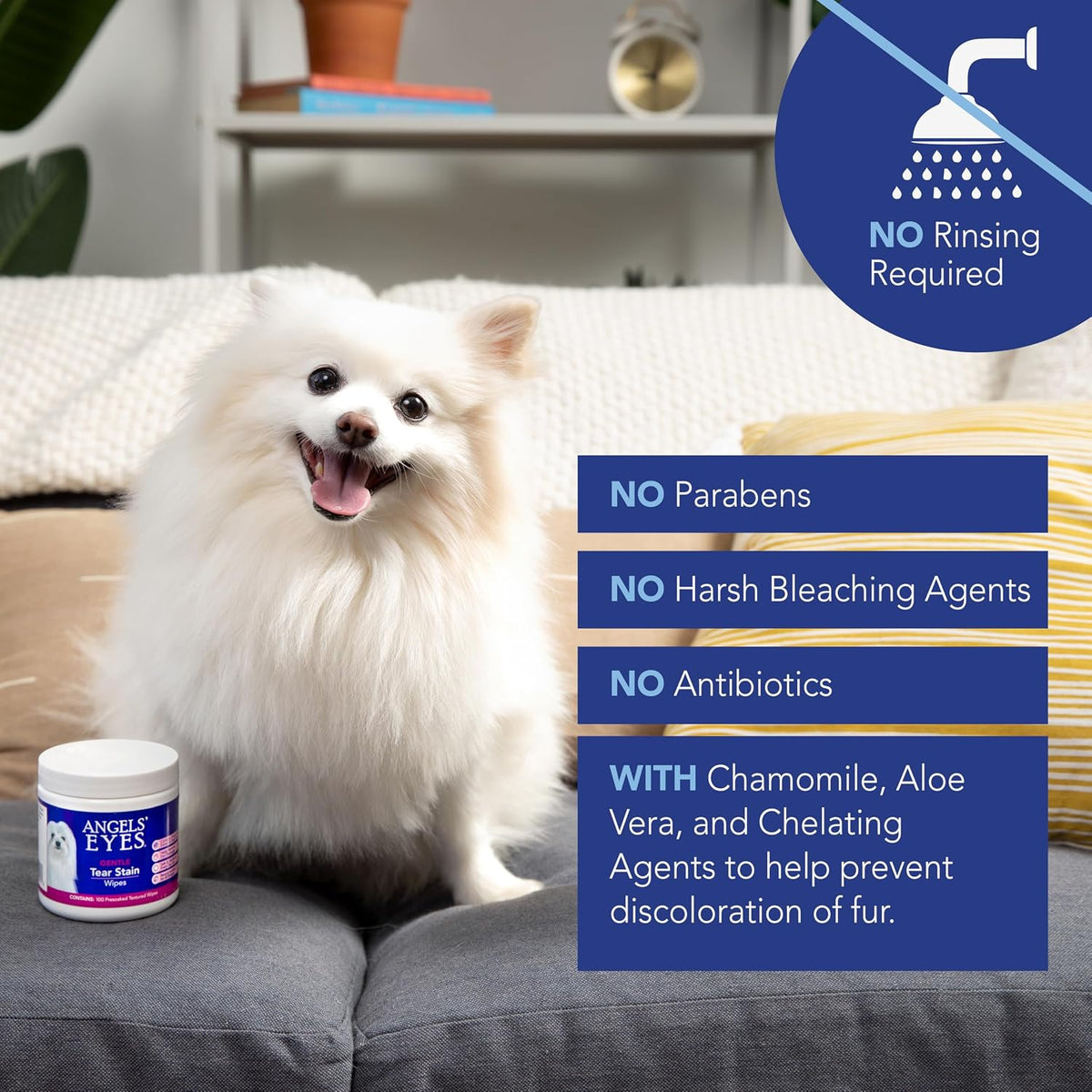 Angels' Eyes Dog & Cat Tear Stain Wipes | Eye Stain Remover Pads 100ct