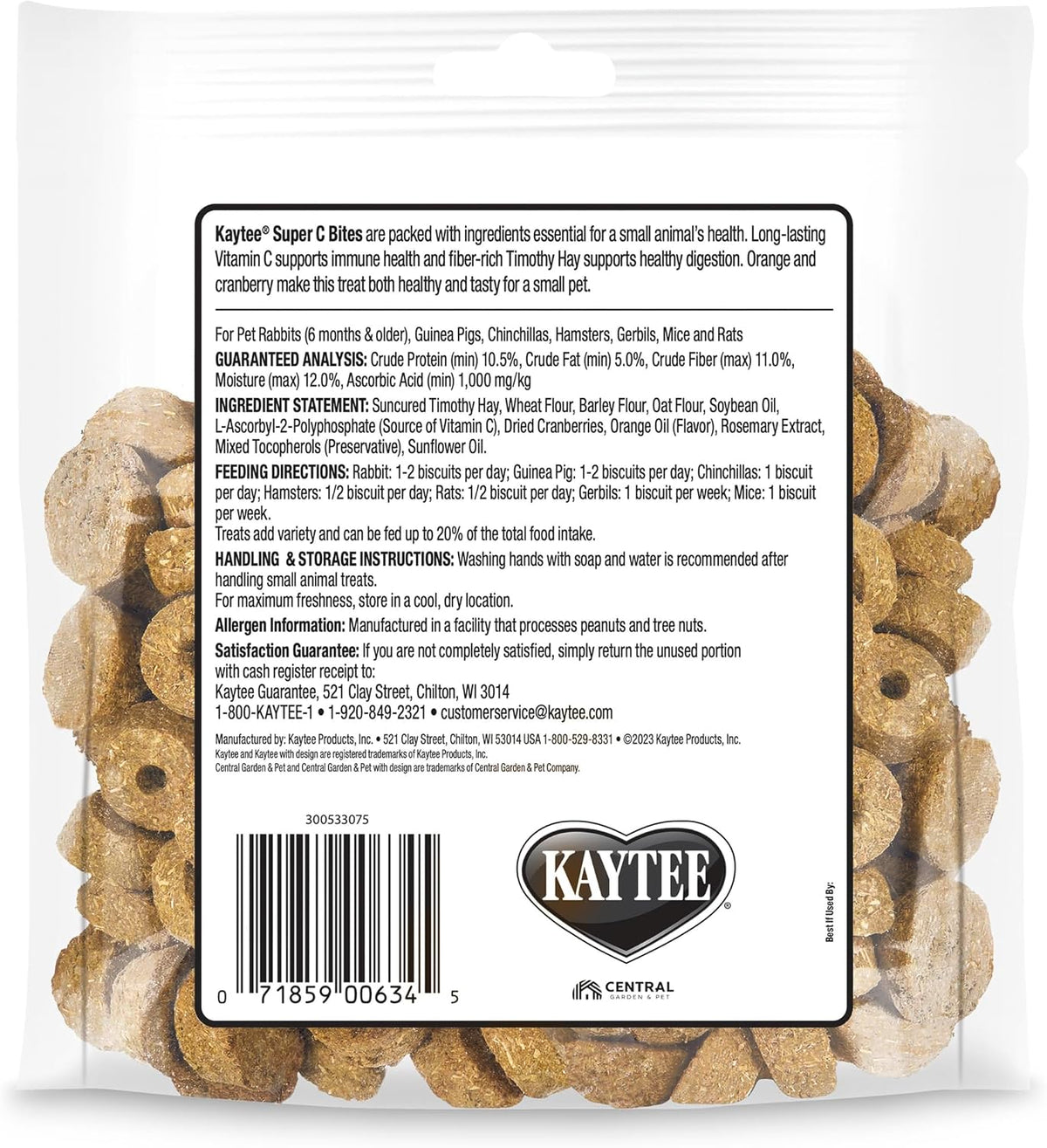 Kaytee Super C Bites Guinea Pig Treats, Cranberry, 4 Oz