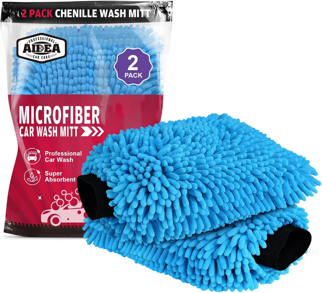 AIDEA Car Wash Mitt Microfiber-2PK, Car Wash Brush, Green, 7.12''X10.14''
