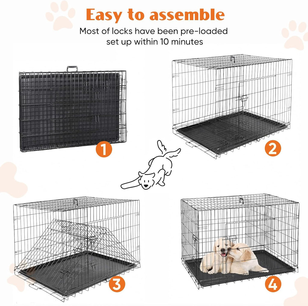 Sweetcrispy 36 Inch Dog Crate, Medium Dog Cage, Foldable Puppy Pet Kennel