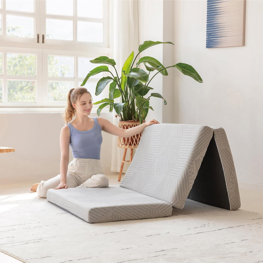 MLILY Twin Trifold Mattress, 4 Inch Foldable Gel Memory Foam Mattress
