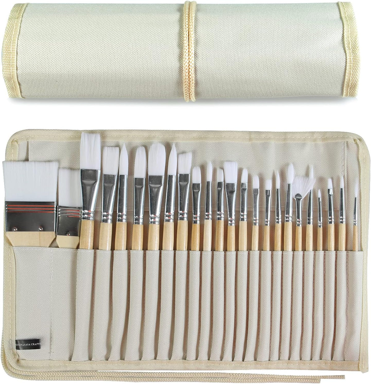 Paint Brushes Set of 24 Pieces with Canvas Brush Case