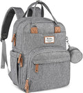 RUVALINO Diaper Bag Backpack-Multifunction Travel Baby Diaper Bag with Changing Pad, Insulated Bottle Holders & Pacifier Case, Large Capacity, Waterproof, Gray
