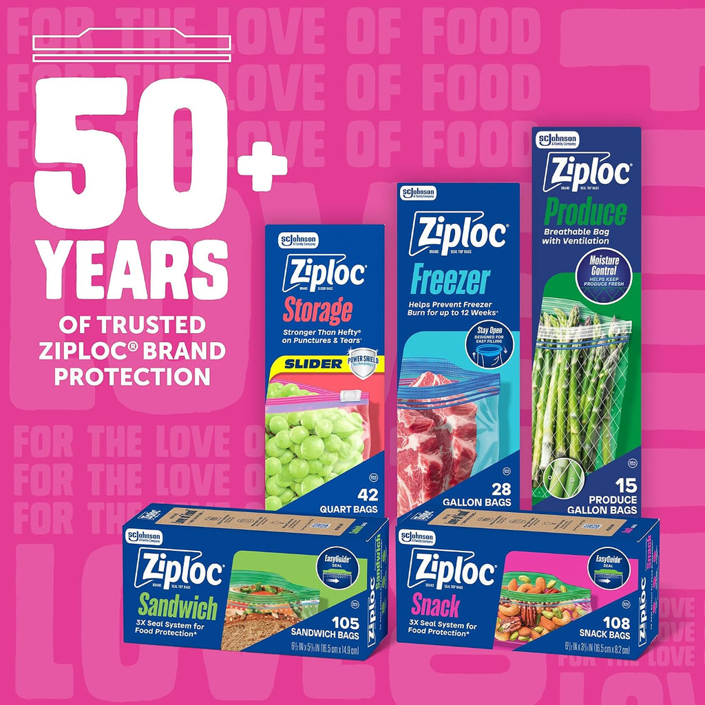 Ziploc Snack Bags, Food Storage, Easy Open & Close, 280 Count