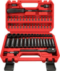29-Piece 1/2" Drive Impact Socket Set, SAE (3/8 to 1 inch) and Metric (10-24mm) Sizes with Extension Bars Standard Deep Socket Set CR-V Material High Durability Impact Wrench