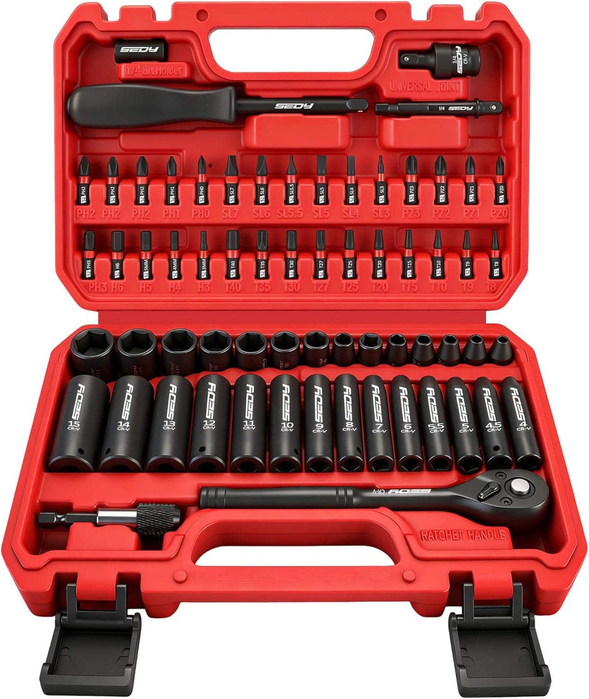 29-Piece 1/2" Drive Impact Socket Set, SAE (3/8 to 1 inch) and Metric (10-24mm) Sizes with Extension Bars Standard Deep Socket Set CR-V Material High Durability Impact Wrench