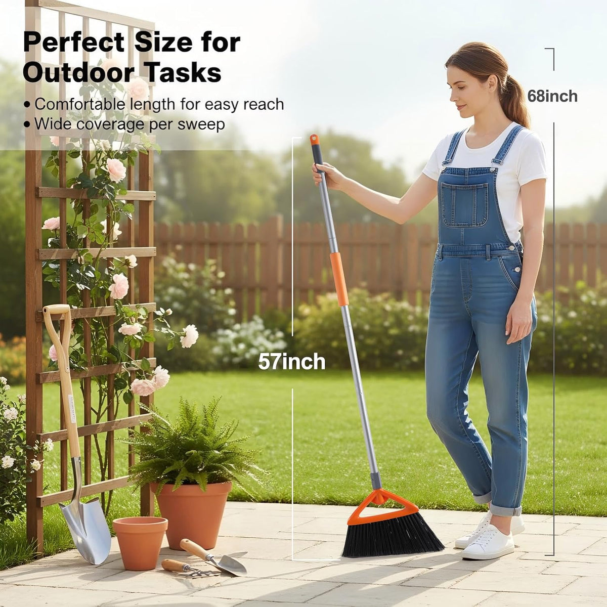 CLEANHOME Outdoor Broom for Sweeping Patio, Garage, Deck, Kitchen