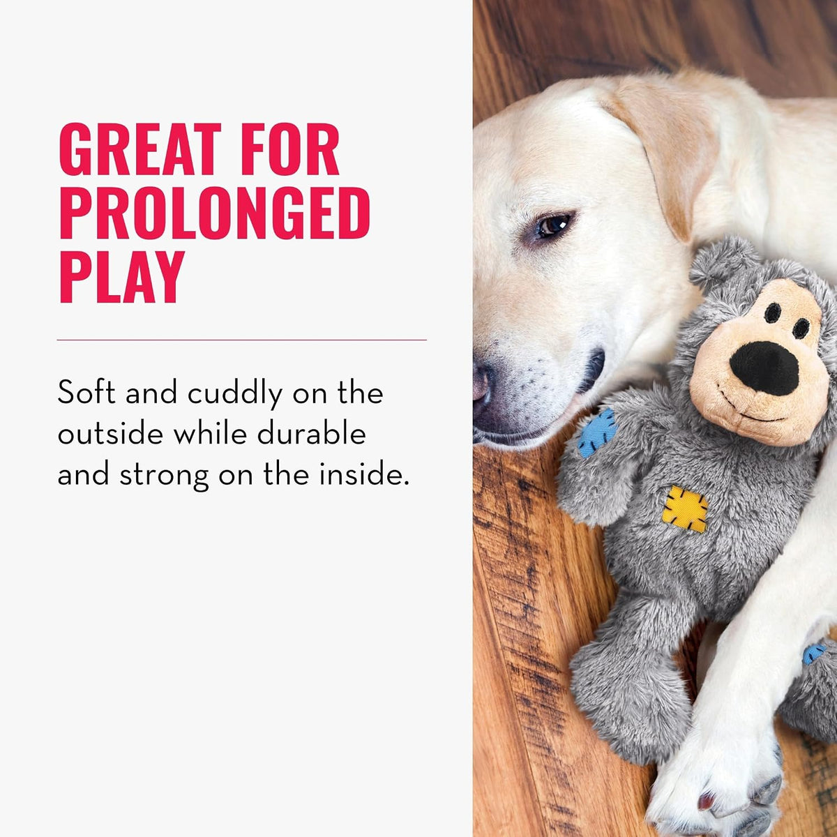 Kong Wild Knots Bear, Knotted Rope Plush Toy, for Medium/Large Dogs | Soft Plush Bear with Internal Knotted Ropes & Minimal Stuffing for Less Mess During Play, Color May Vary