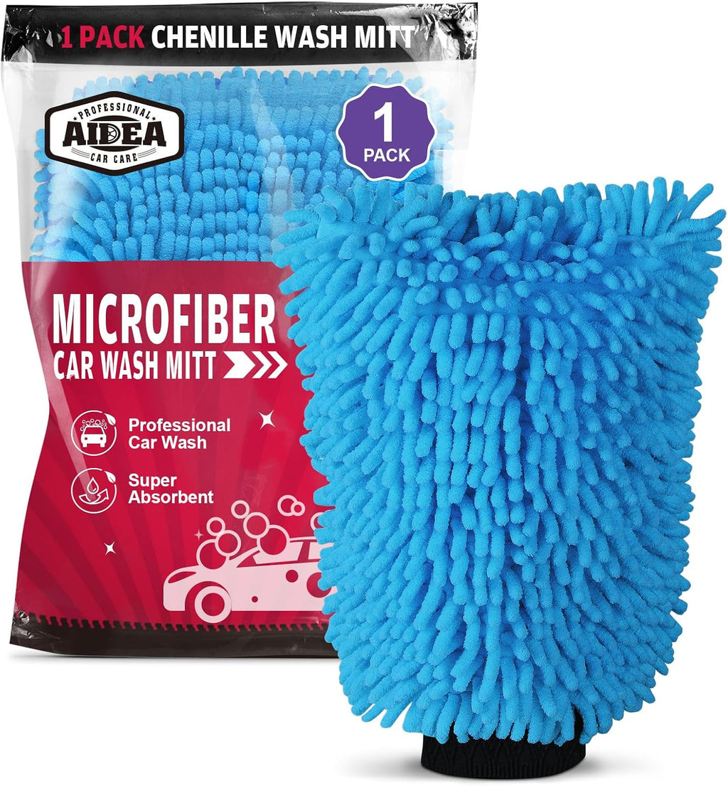 AIDEA Car Wash Mitt Microfiber-2PK, Car Wash Brush, Green, 7.12''X10.14''