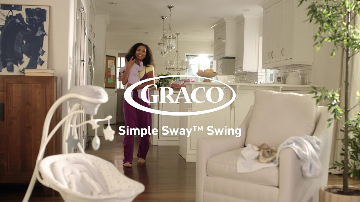 Graco Simple Sway Baby Swing, Side‑to‑Side Sway, Infant Swing with 6 Speeds, Vibration, Abbington