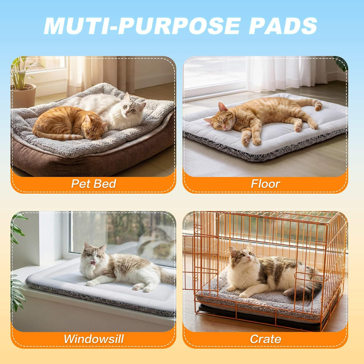 Cooling Mat for Cats, Reversible Self Warming Cat Bed, Gray, 18 x 24 Inches