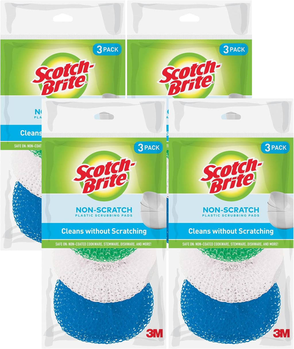 Scotch-Brite Non-Scratch Plastic Scrubbing Pads, 3 Pack