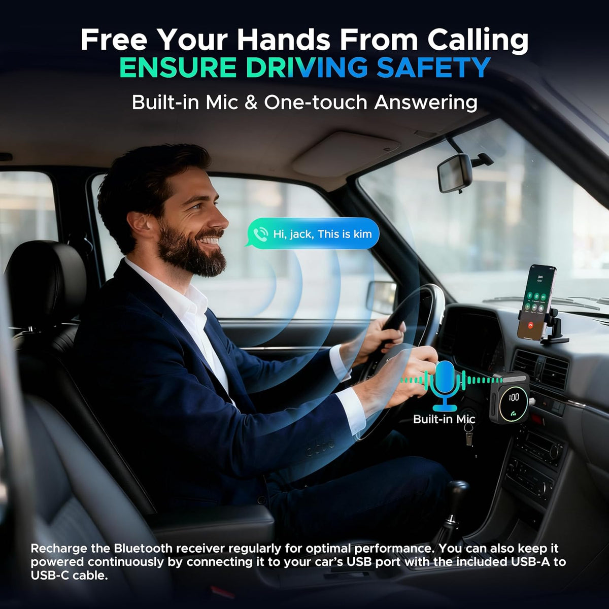 Acer Gadget Bluetooth Receiver for Car, 3.5mm AUX Bluetooth Car Adapter