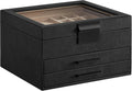 SONGMICS Jewelry Box Organizer, 3-Layer Storage with 2 Drawers, Glass Lid