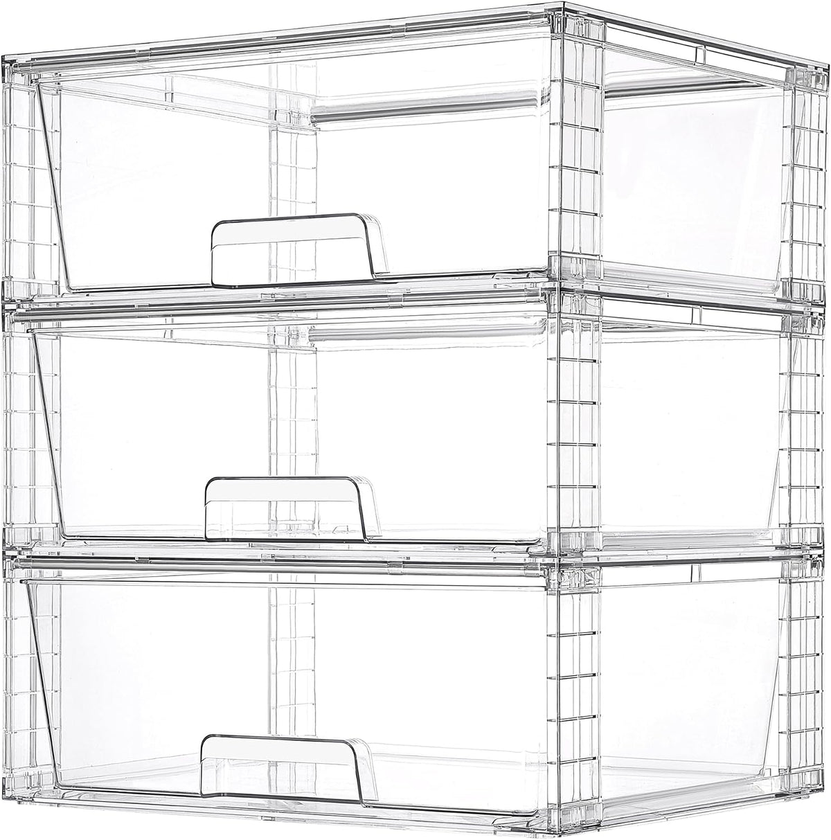 Vtopmart 2 Pack Large Clear Stackable Storage Drawers for Closet, Pantry