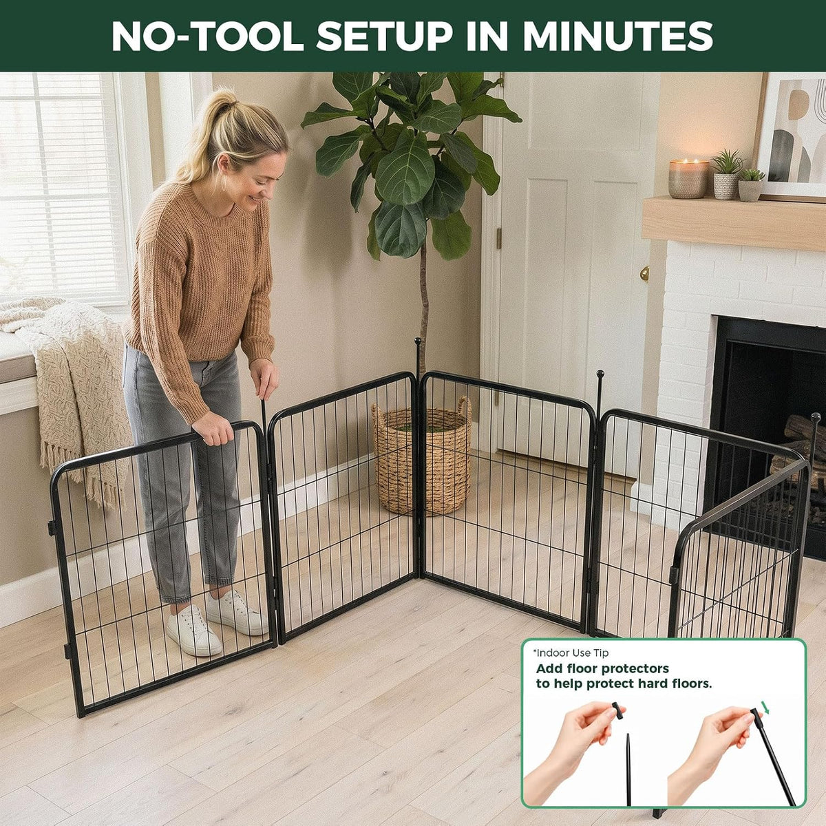 FXW Rollick Dog Playpen, Indoor, Yard & RV Camping, 24" H, 8 Panels