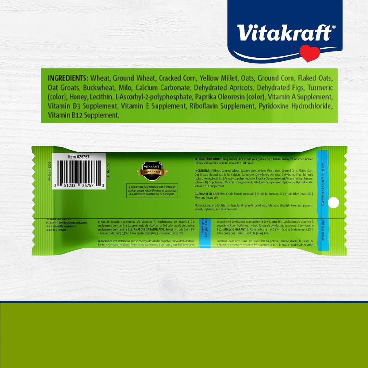 Vitakraft Crunch Sticks Guinea Pig Treat Fruit & Honey Flavor - 2 Sticks