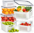 4 Pack Fruit Storage Containers for Fridge Set, BPA Free Produce Containers