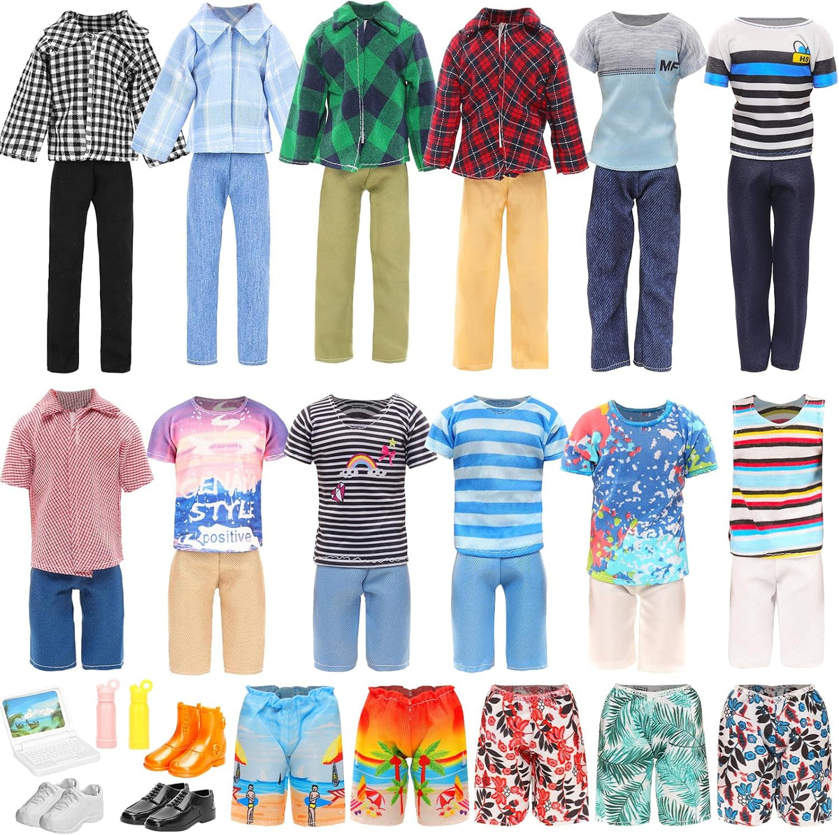 Lot 16 PCS Doll Clothes & Accessories Classic Black Suit for Boy Doll