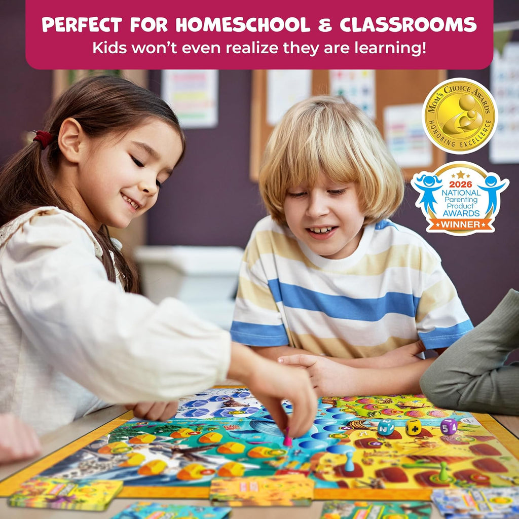 Number Hunter Math Board Game for Kids 5-7, 1st Grade & Kindergarten