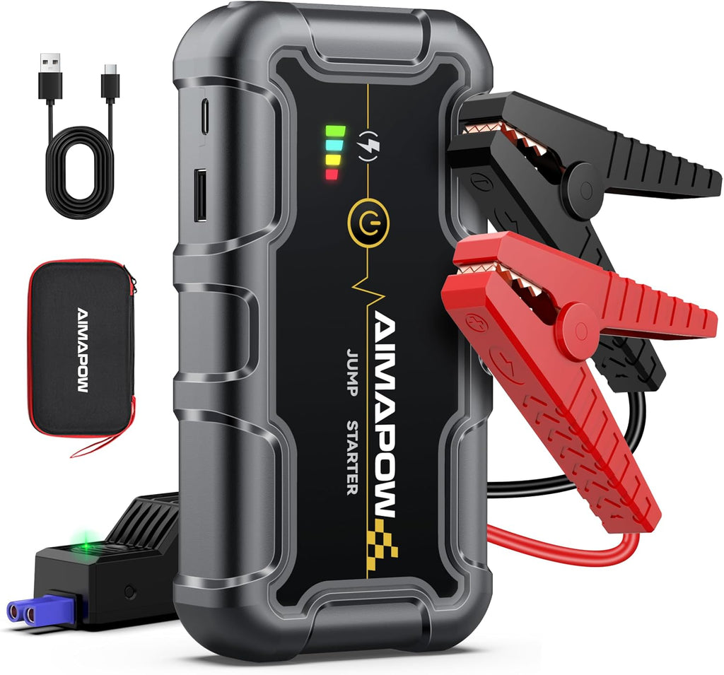 8000A 160PSI Jump Starter with Air Compressor, 12V Car Battery Jump Starter Power Bank(All Gas/12L Diesel), Car Starter with LED Flashlight, Force Start, Jump Pack with Jump Leads