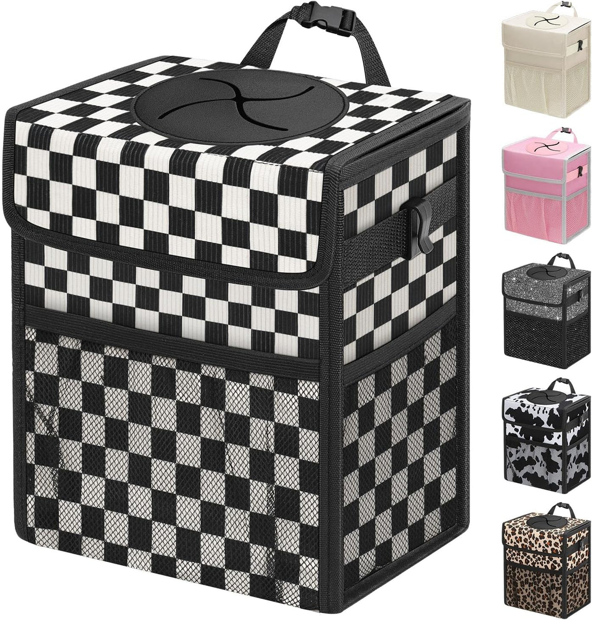 Capolo Car Trash Can with Lid, Leakproof Car Garbage Can Car Trash Bag