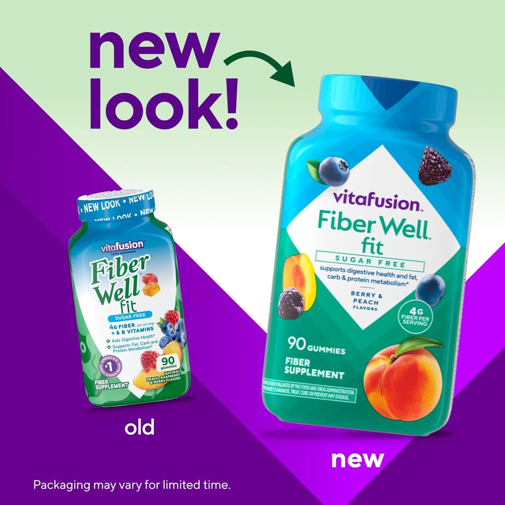 Vitafusion Fiber Well Fit Gummies Sugar Free | 4 g Per 2 Gummies | 90 Count