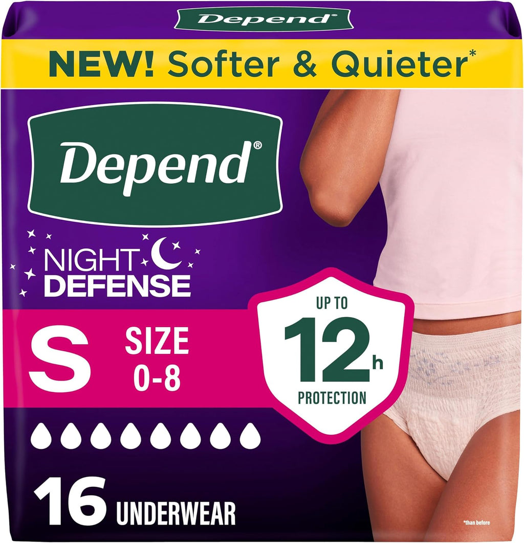 Depend Night Defense Adult Diapers for Women, Medium, 60 Count