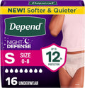 Depend Night Defense Adult Diapers for Women, Medium, 60 Count