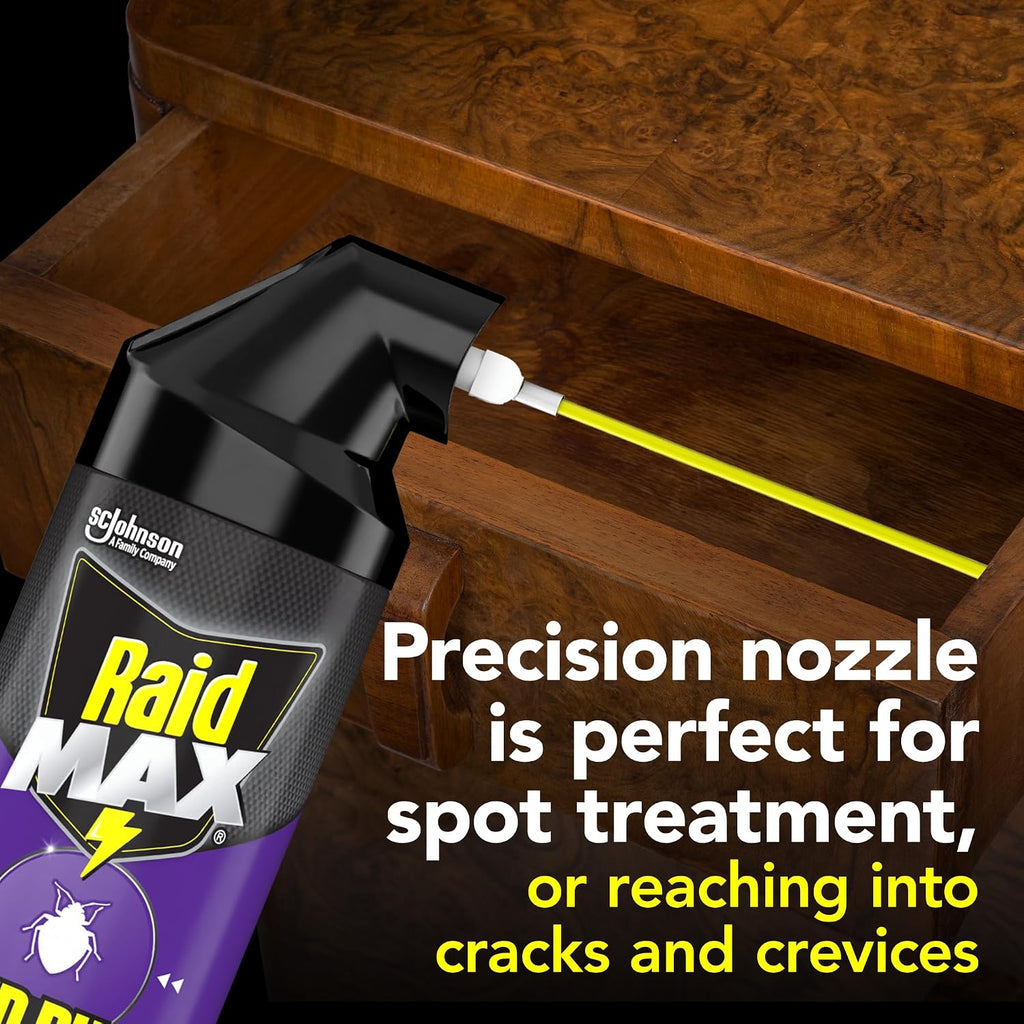 Raid MAX Bed Bug Crack & Crevice Extended Protection Foaming Spray, Kills Bed Bugs for up to 8 weeks on Laminated Woods and Surfaces, 17.5 oz
