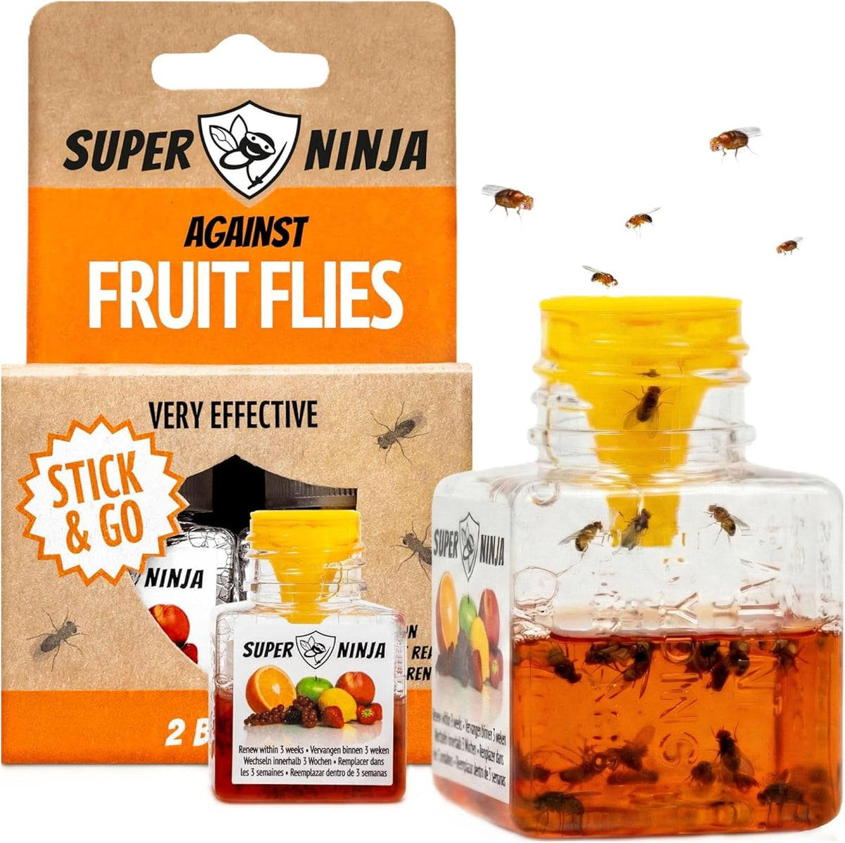 Super Ninja Fruit Fly Traps for Indoors, 4 Pack
