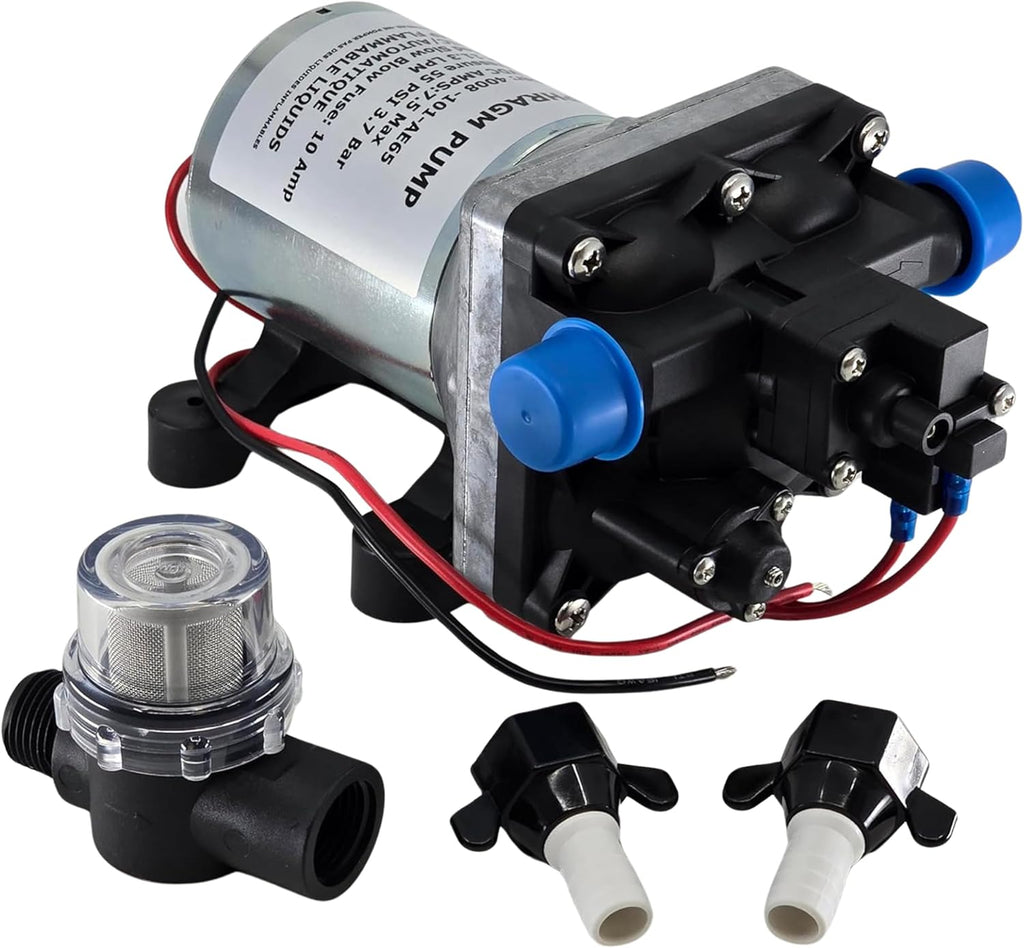 RV Water Pump 4008-101-A65/E65 12V at 3.0 GPM with strainer