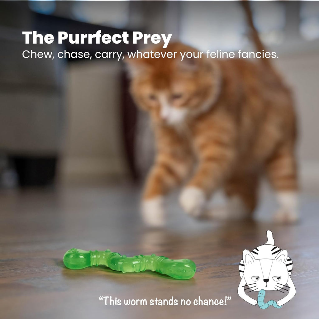 Catstages OrkaKat Wiggle Worm Dental Cat Chew Toy with Catnip, 3.8"