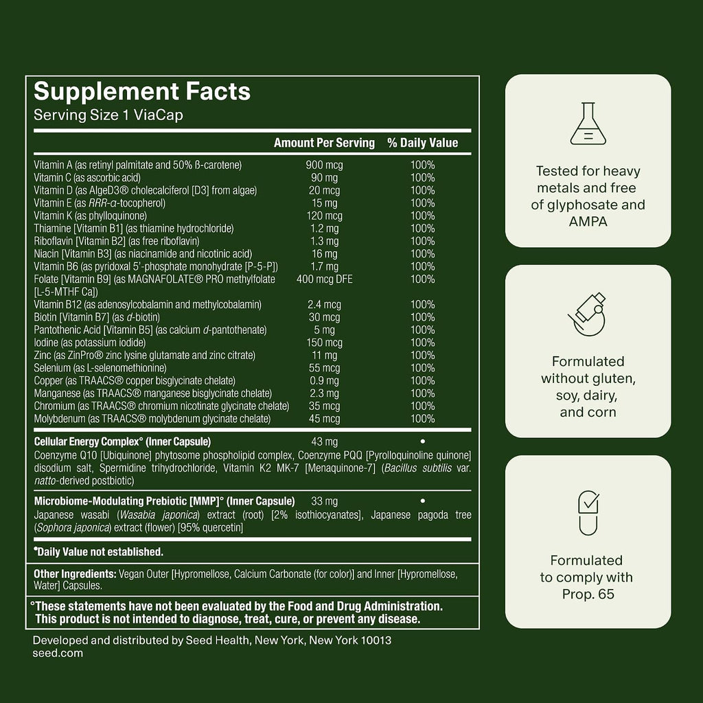 Seed DM-02 Daily Multivitamin - for Women & Men - 30-Day Supply with Jar