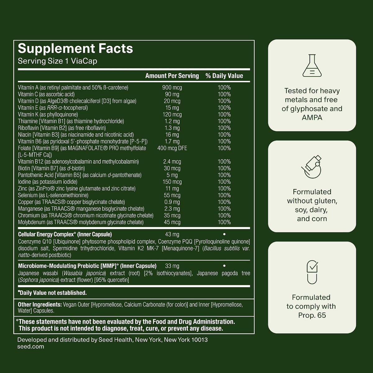 Seed DM-02 Daily Multivitamin - for Women & Men - 30-Day Supply with Jar