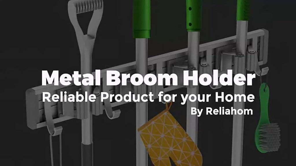 reliahom Broom Holder Wall Mount Mop Hanger Tools organizer 4Racks 5Hooks