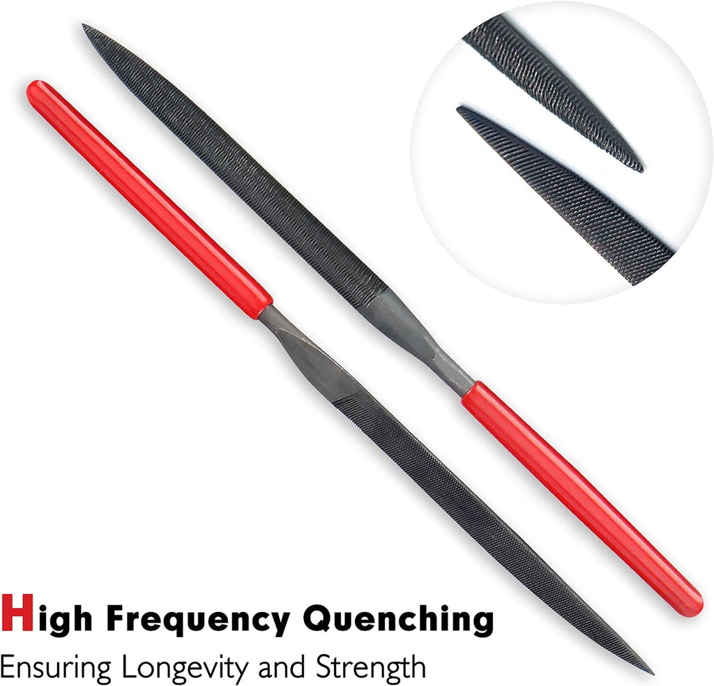 10Pcs Needle File Set- Hardened Alloy Steel, Mini Set Includes Tapered Round, Half Round, Barrette, Crossing, Knife, Warding, Square, Three Square