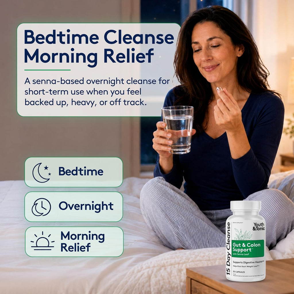 Youth & Tonic 15 Day Cleanse - Colon Cleanse & Gut Support, 30 Pills