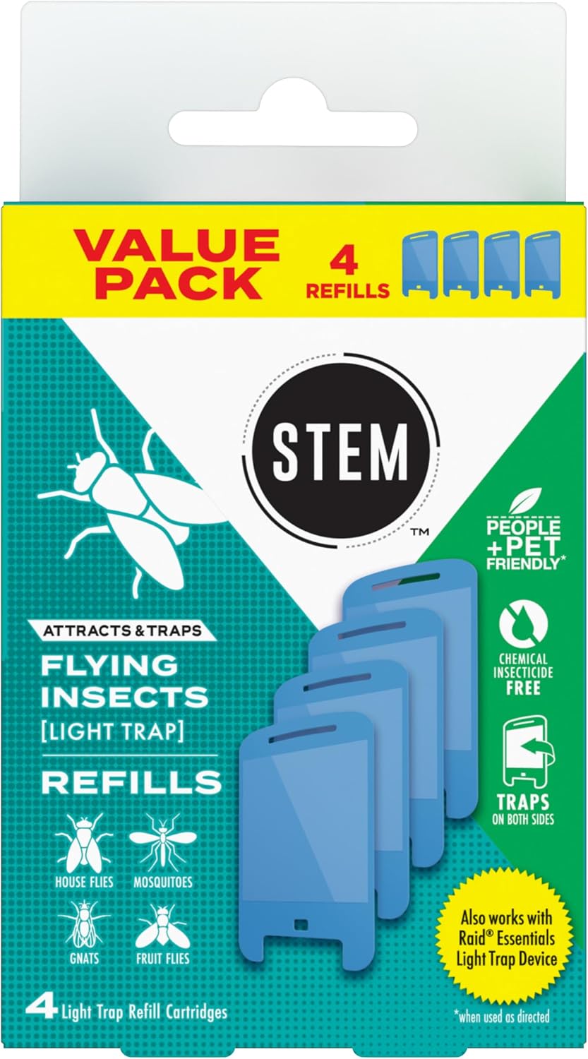 STEM Flying Insect Light Trap Refill Cartridges, Insecticide-Free, 4 Count