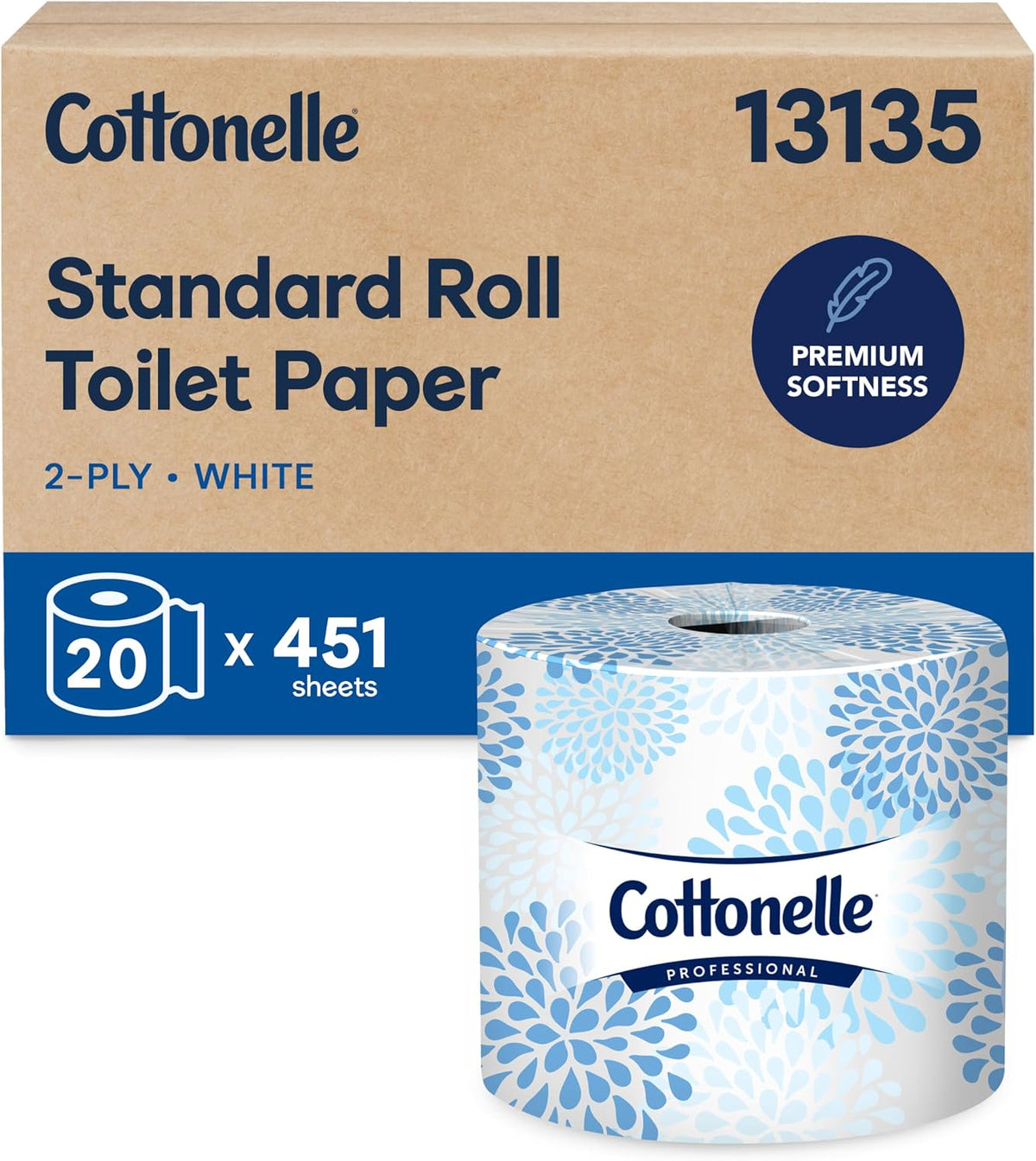 Cottonelle Professional Standard Roll Toilet Paper, Bulk, 20 Rolls (13135)