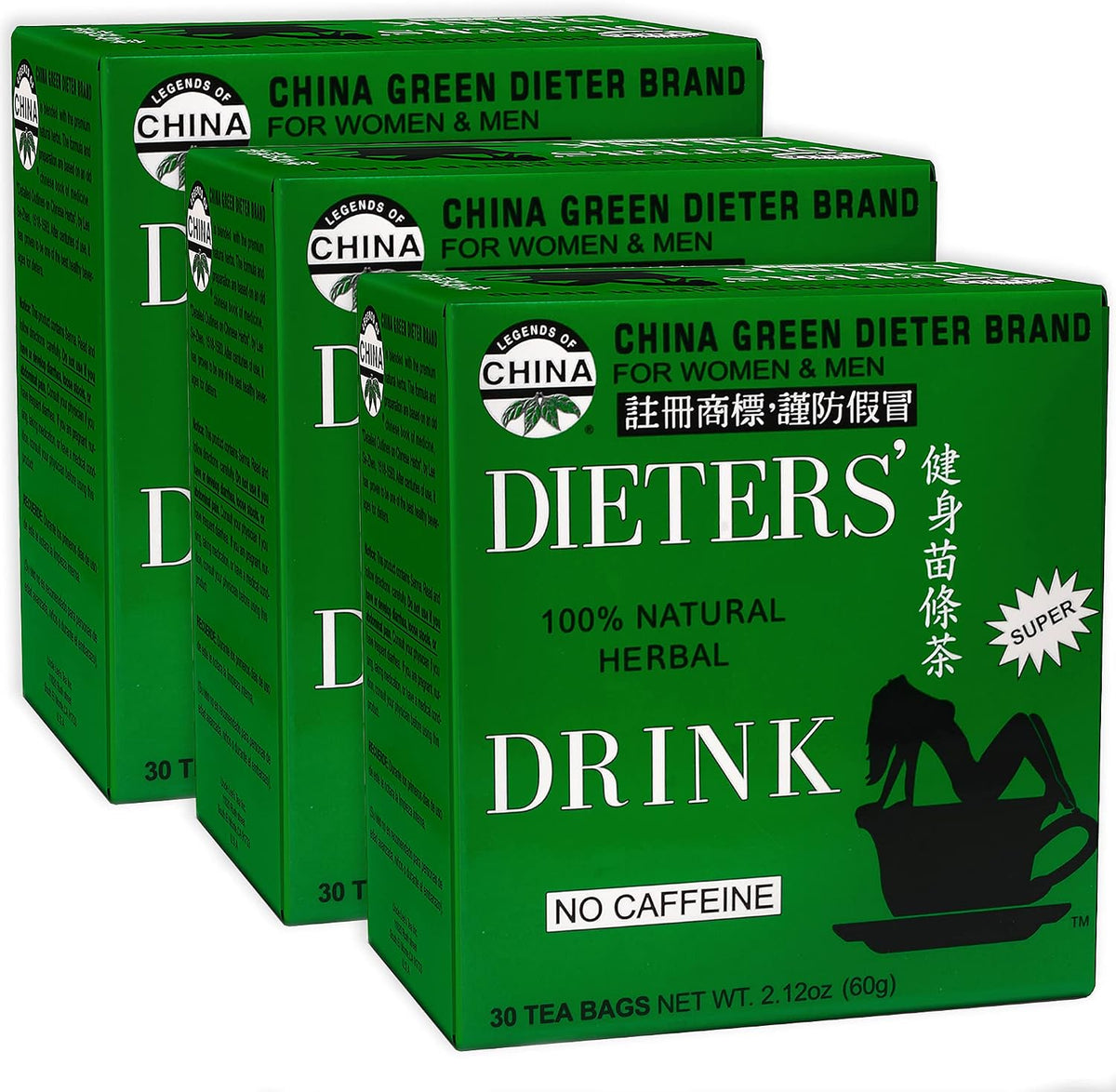 Uncle Lee’s Senna Tea 3-Pack – Green Dieter’s Drink, Caffeine-Free 100% Natural Herbal Detox & Digestive Support, 30 Ct Each