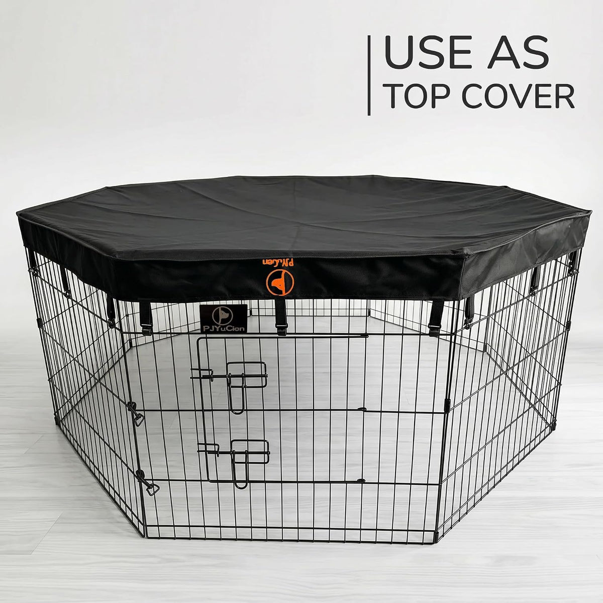 PJYuCien Puppy Playpen with Bottom Pad and Door, 8 Panels 24" H, Black