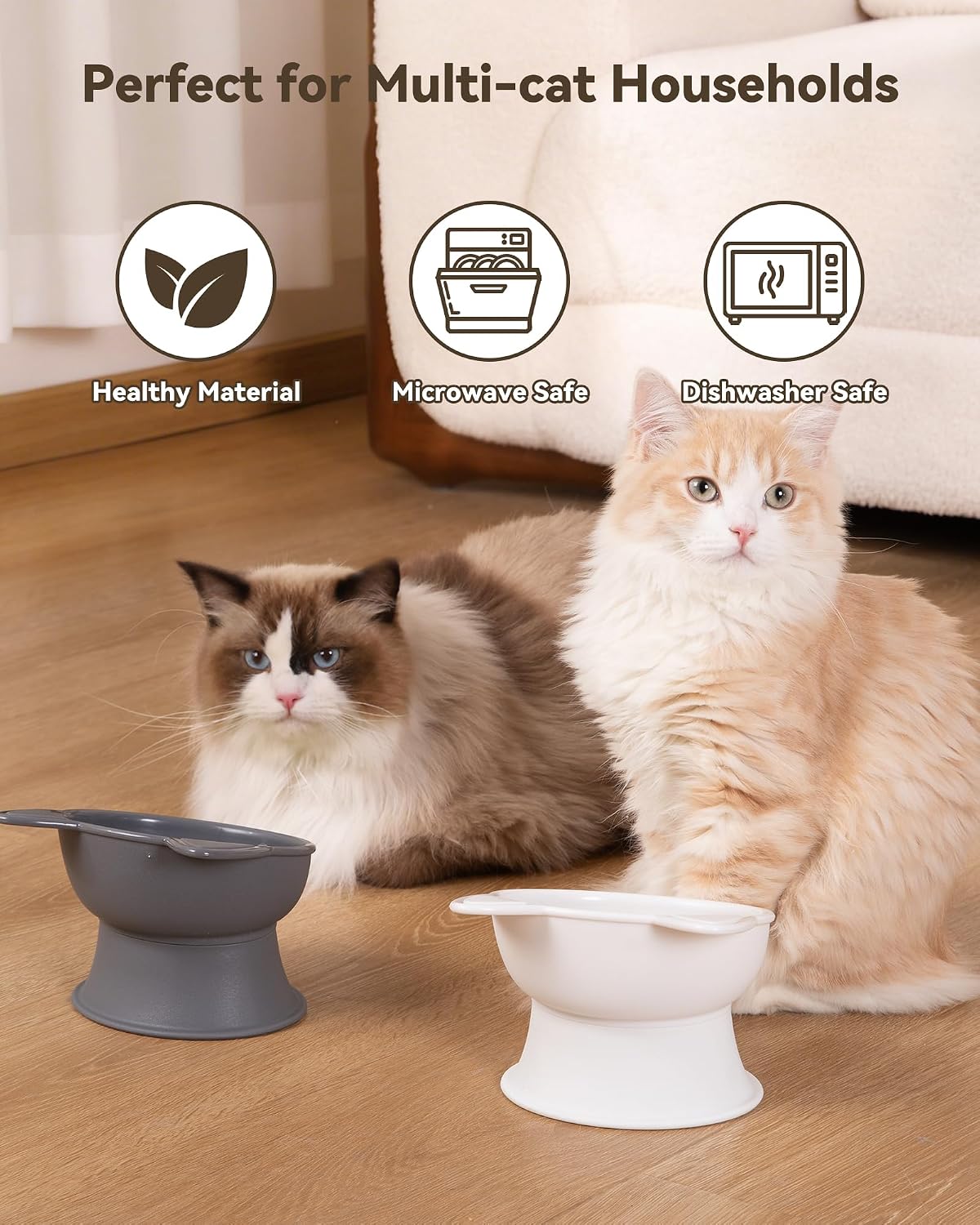 MateeyLife 2 Pack Elevated Cat Food Bowls for Indoor Cats & Kittens