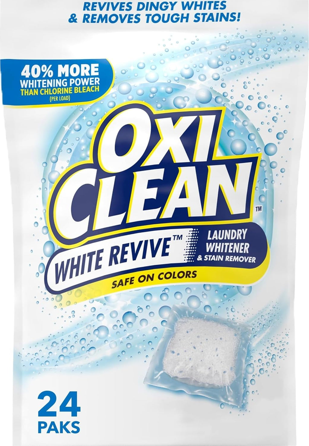 OxiClean White Revive Laundry Whitener & Stain Remover Power Paks, 24 Count
