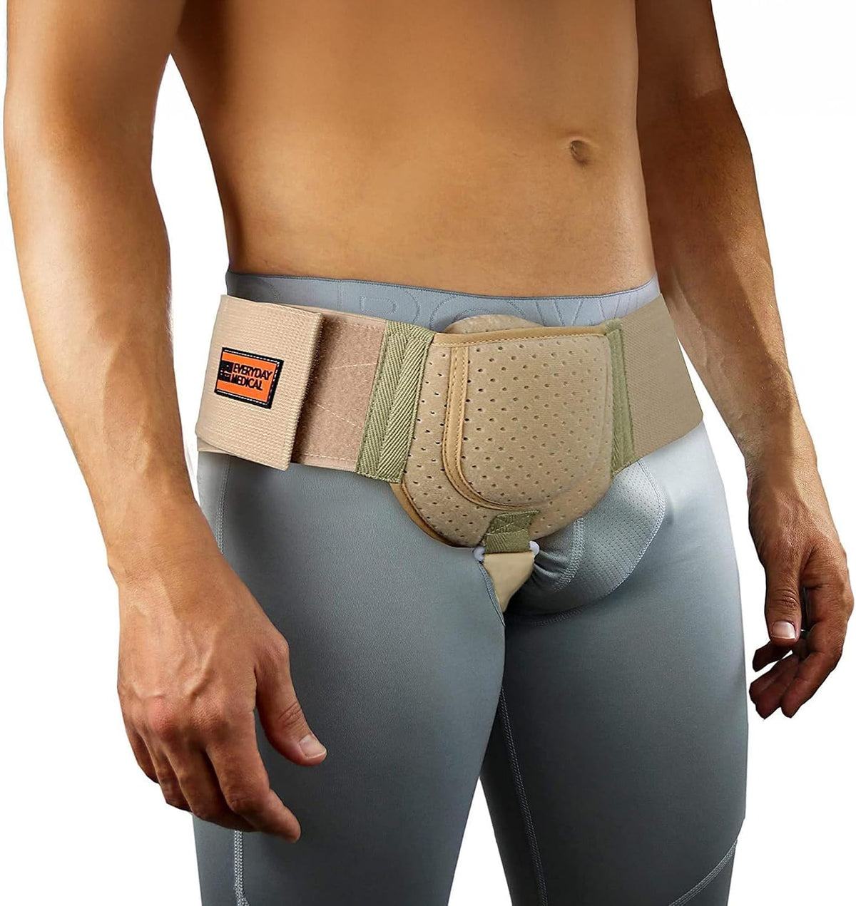 Everyday Medical Inguinal Hernia Belt for Men & Women - Post Surgery Groin Hernia Truss for Left/Right Side, Adjustable Inguinal Hernia Support Belt w/Compression Pad - Black, S/M