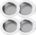 Kitchen Sink Strainer Stainless Steel, LASSHSWA Kitchen Sink Drain Strainer, Sink Strainers for Kitchen Sinks with Large Wide Rim 4.5" Diameter (2 Pack)