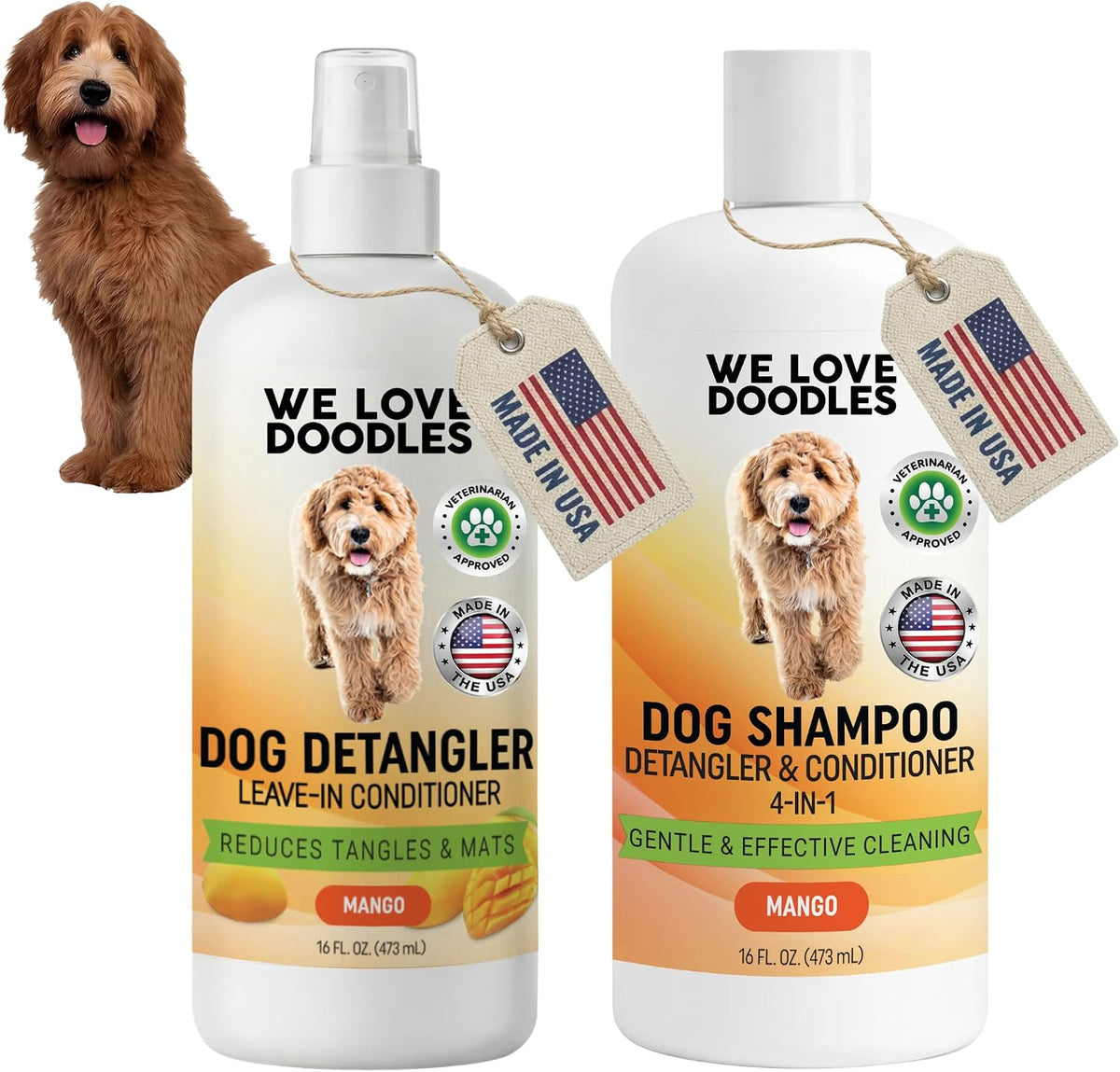 Dog Shampoo, Conditioner & Detangler, Hypoallergenic Tearless Lavender 16OZ